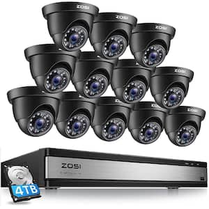 16-Channel 5MP-Lite 4TB DVR Security Camera System with 12 Wired 1080p Outdoor Dome Cameras, 80 ft. Night Vision