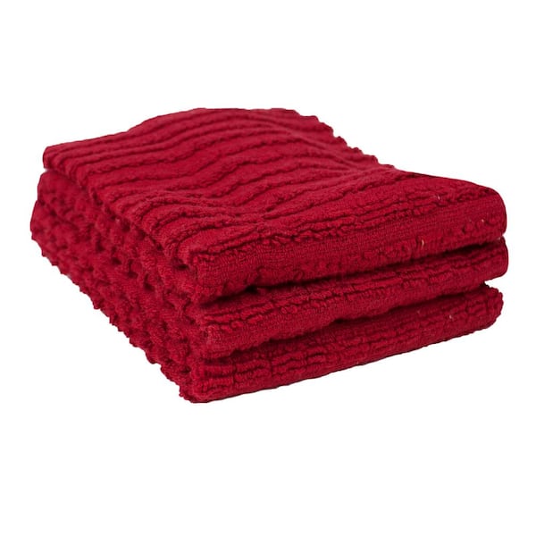 RITZ Royale Paprika Solid Cotton Dish Cloth (Set of 3)