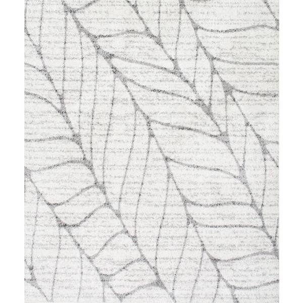 nuLOOM Leaves Abstract Light Gray 8 ft. x 8 ft. Square Rug