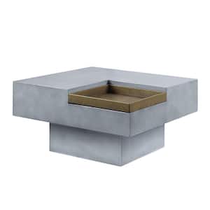 Kailano 32 in. Weathered Gray Finish Specialty Stone Coffee Table