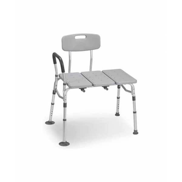 22 in. W Adjustable Shower Transfer Bench with Backrest Soft Arm Support Non Slip Bath Seat for Seniors White