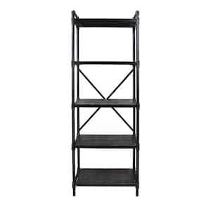 Driscoe 71 in. Grey Metal 5-Shelf Etagere Bookcase with Open Back