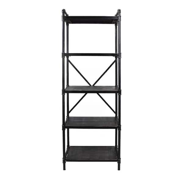 Noble House Driscoe 71 in. Grey Metal 5-Shelf Etagere Bookcase with Open Back