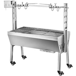 Pig Roaster Rotisserie 37 in. Stainless Steel Charcoal 2-in-1 BBQ Spit Rotisserie Roaster Grill for Outdoor Barbecue