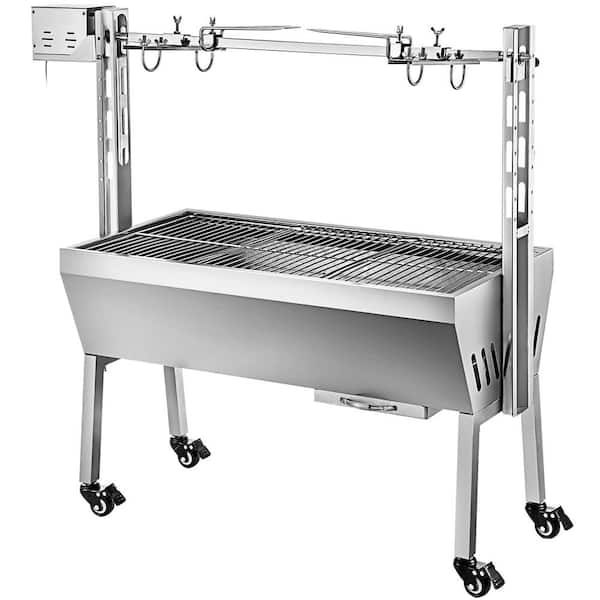 Rotisserie Grill And Spit Stainless Steel Cooking Grate BBQ Stand Open Fire Pit 
