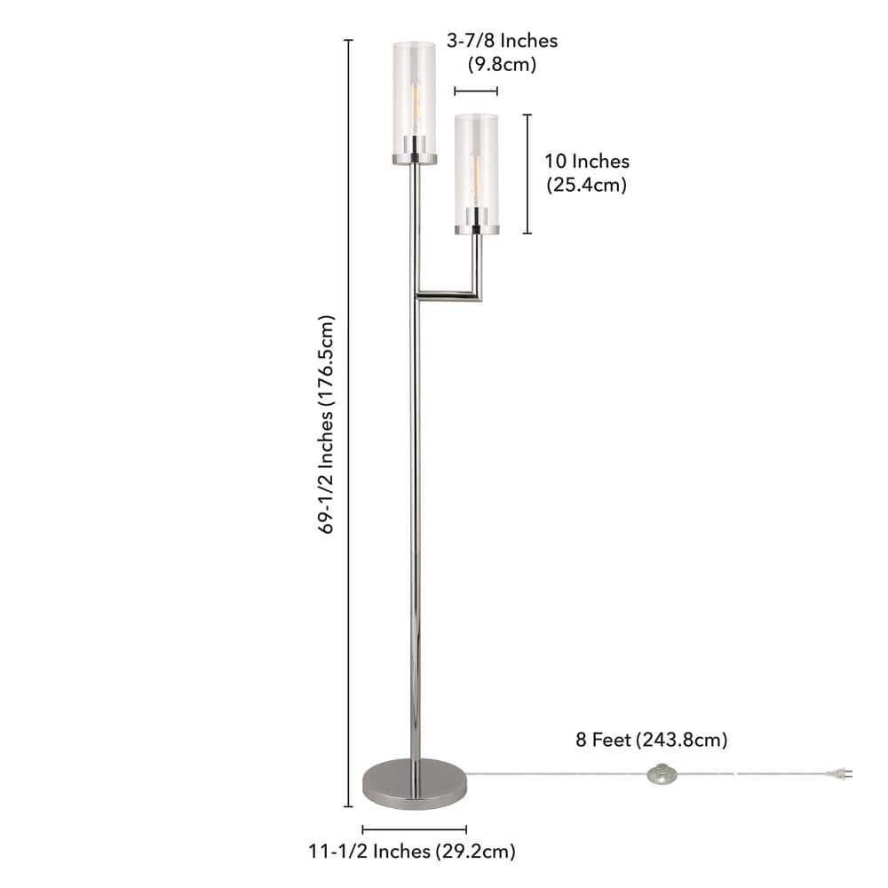 Elegant Bronze Torchiere Floor Lamp with Clear Glass Shades