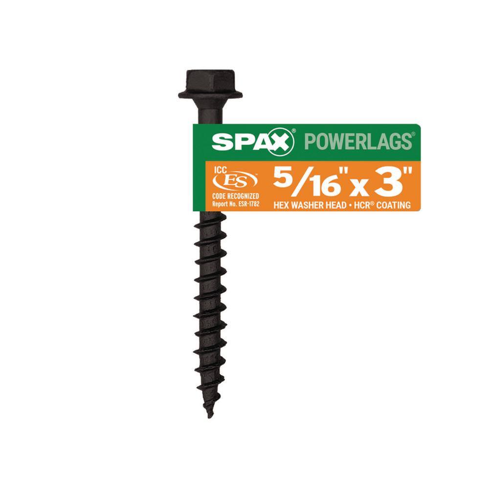SPAX 5/16 in. x 3 in. Hex Drive Hex Head High Corrosion Resistant Coating  PowerLag Screw 4571820800757 - The Home Depot