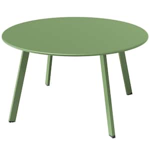 27.56 in. W Sage Green Metal Round Patio Outdoor Side Table, Weather- Resistant