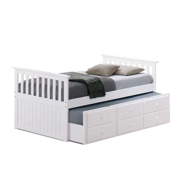 Axana White Twin Caption Bed with Trundle