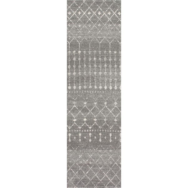 nuLOOM Blythe Modern Moroccan Trellis 3 ft. x 6 ft. Dark Gray Runner Rug