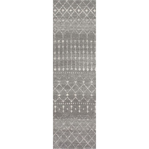 nuLOOM Blythe Modern Moroccan Trellis 3 ft. x 10 ft. Dark Gray Runner Rug