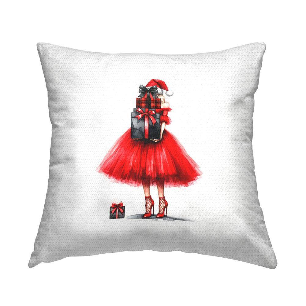 Chic Christmas Gal Red Square Outdoor Throw Pillow price history on PriceWatchPro