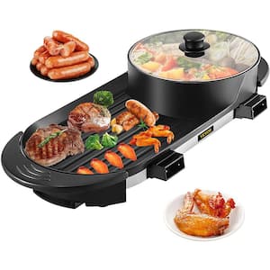 2 in 1 BBQ Grill and Hot Pot 72 sq. in. Aluminum Alloy Electric BBQ Stove Grill Pot for Family Dinner Friends Party