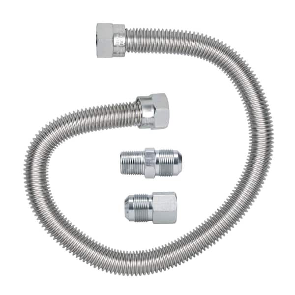 HIGHCRAFT 18 Inch Yellow Stainless Steel Gas Connector Hose, 5/8" OD, 1/2" FIP X 1/2" MIP Fittings, 18" Gas Appliance Supply Line