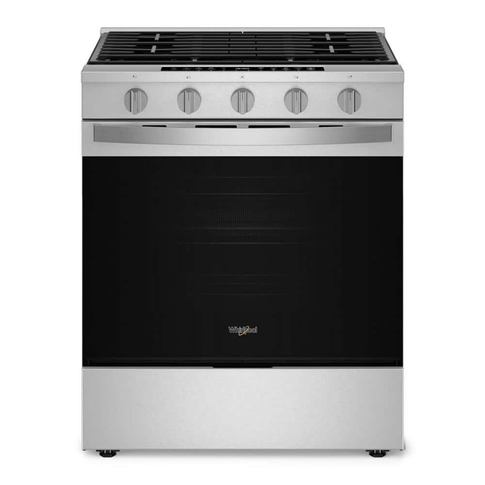 Whirlpool 30 in. 5-Burners Smart Slide-In Gas Range in Fingerprint Resistant Stainless Steel with Air Cooking Technology