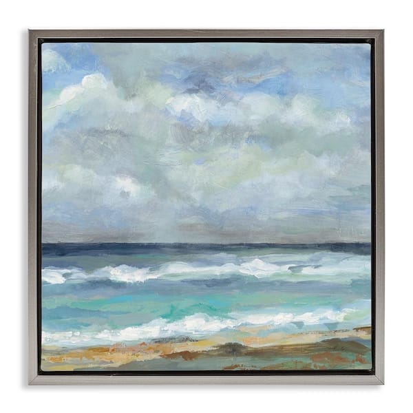 Stupell Industries Summer Seashore Waves by Silvia Vassileva Gray Floater Frame Coastal Graphic Art Print 25 in. x 25 in.