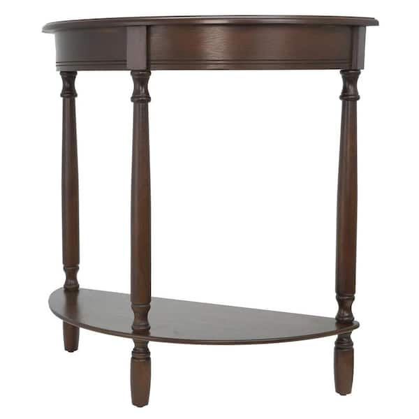 Walnut Half Round Wood Console Table, Half Round Console Table