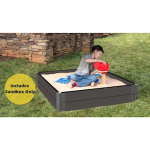 Weathered Wood Composite 4 ft. W x 4 ft. L X 11 in. Square Sandbox - 2'' Profile