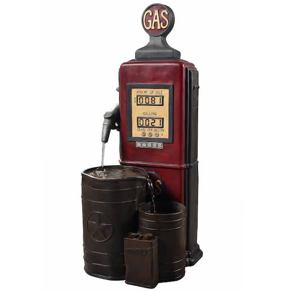 Teamson Home 42 in. Tall Outdoor Vintage 2-Tier Gas Station Water Fountain