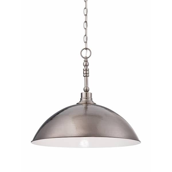 CRAFTMADE Timarron 100-Watt 1-Light Antique Nickel Finish Pendant Light with Steel Shade No Bulbs Included