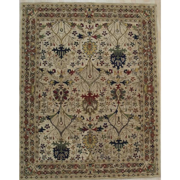 Beige 4 ft. x 6 ft. Hand-Tufted Wool Ivory Traditional Oriental Morris Area Rug