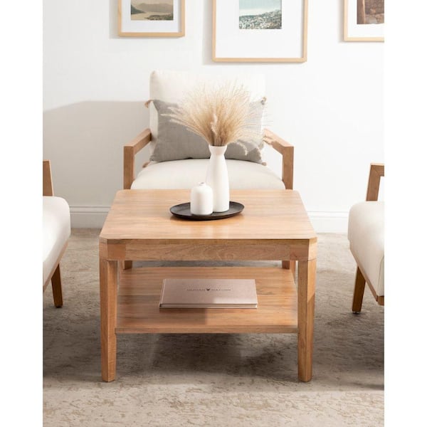 Kate and Laurel Talcott 26 in. Natural Square Wood Coffee Table