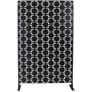 76 in. H Black Steel Garden Fence Freestanding Decorative Patterns Privacy Screen, Light Weight