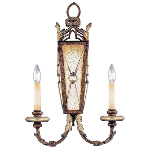 Livex Lighting Providence 2-Light Wall-Mount Palatial Bronze with Gilded Accents Incandescent Sconce