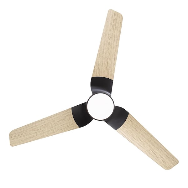 Malli 52 in. Indoor Black Propeller Ceiling Fan with Integrated LED Light, Reversible Blades and Remote Included
