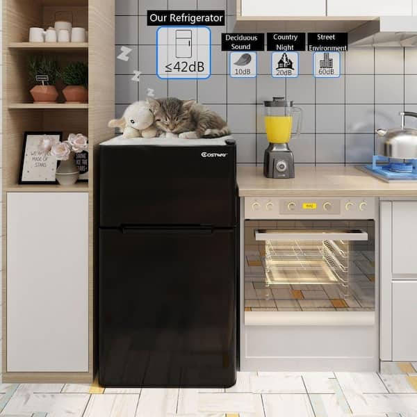 Costway 3.4 cu. ft. Compact Mini Fridges in Black with Freezer Door  GHM0191BK - The Home Depot