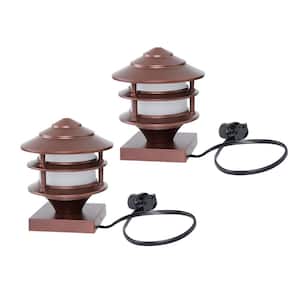 Low Voltage Bronze KTE connector Motion Sensing LED Weather Resistant Post Cap Path Light (2-Pack)
