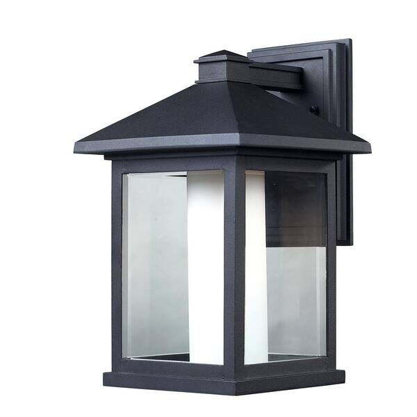 Unbranded Mesa Black Outdoor Hardwired Lantern Wall Sconce with No Bulbs Included