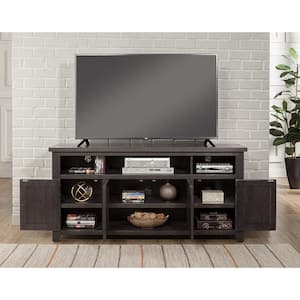 65 in. Gray Wood TV Stand Fits TVs up to 60 in. with 3 Shelves