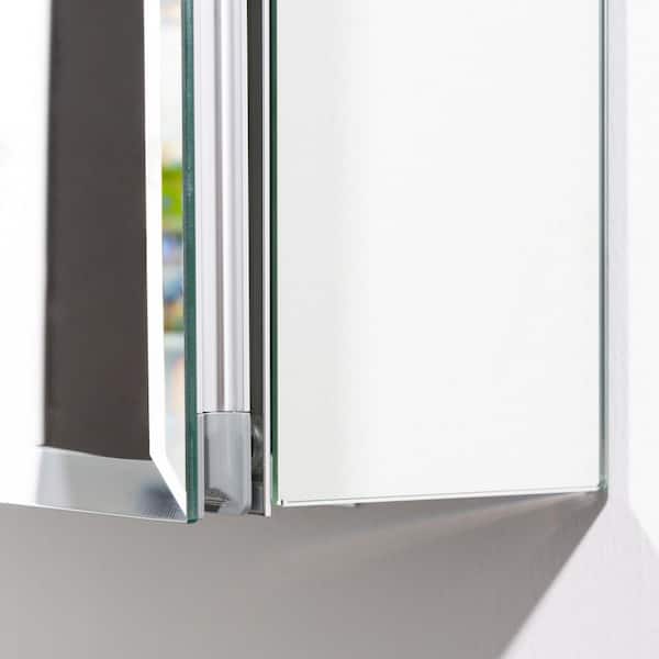 20 in. W x 26 in. H Silver Aluminium Recessed/Surface Mount Medicine Cabinet with Mirror for Bathroom Livingroom