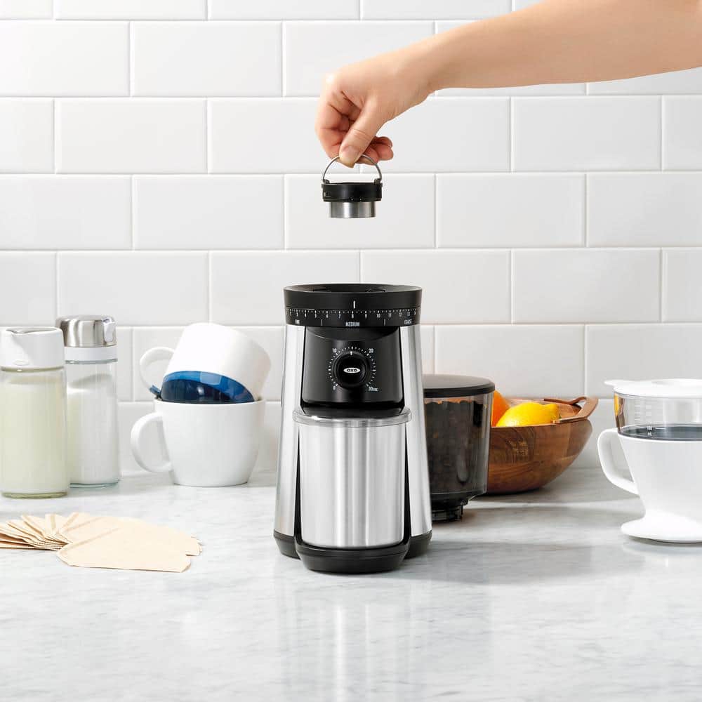 Silver Stainless Steel Conical Burr Coffee Grinder