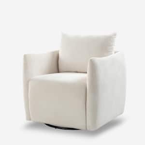 Erica Ivory Polyester Barrel Chair with Swivel (Set of 1)