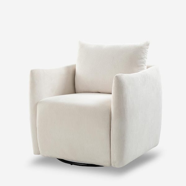 JAYDEN CREATION Erica Ivory Polyester Barrel Chair with Swivel 