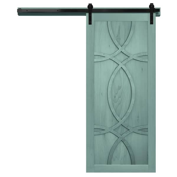VeryCustom 30 in. x 84 in. The Hollywood Caribbean Wood Sliding Barn Door with Hardware Kit in Black