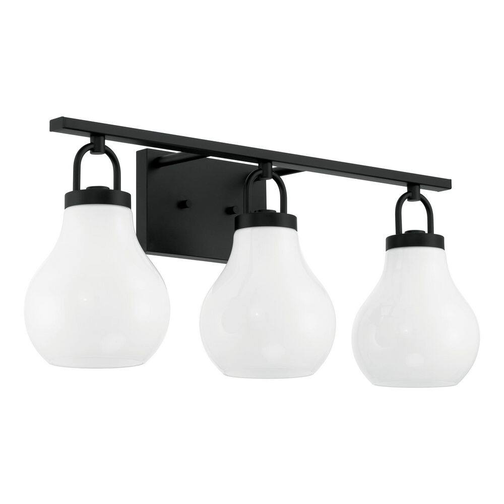 Mansfield 24-in. 3-light Matte Black Vanity Light with Opal Glass Shades price history on PriceWatchPro
