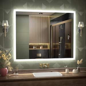40 in. W x 32 in. H Large Rectangular Frameless Anti-Fog Sensor Wall Mount Bathroom Vanity Mirror in Silver
