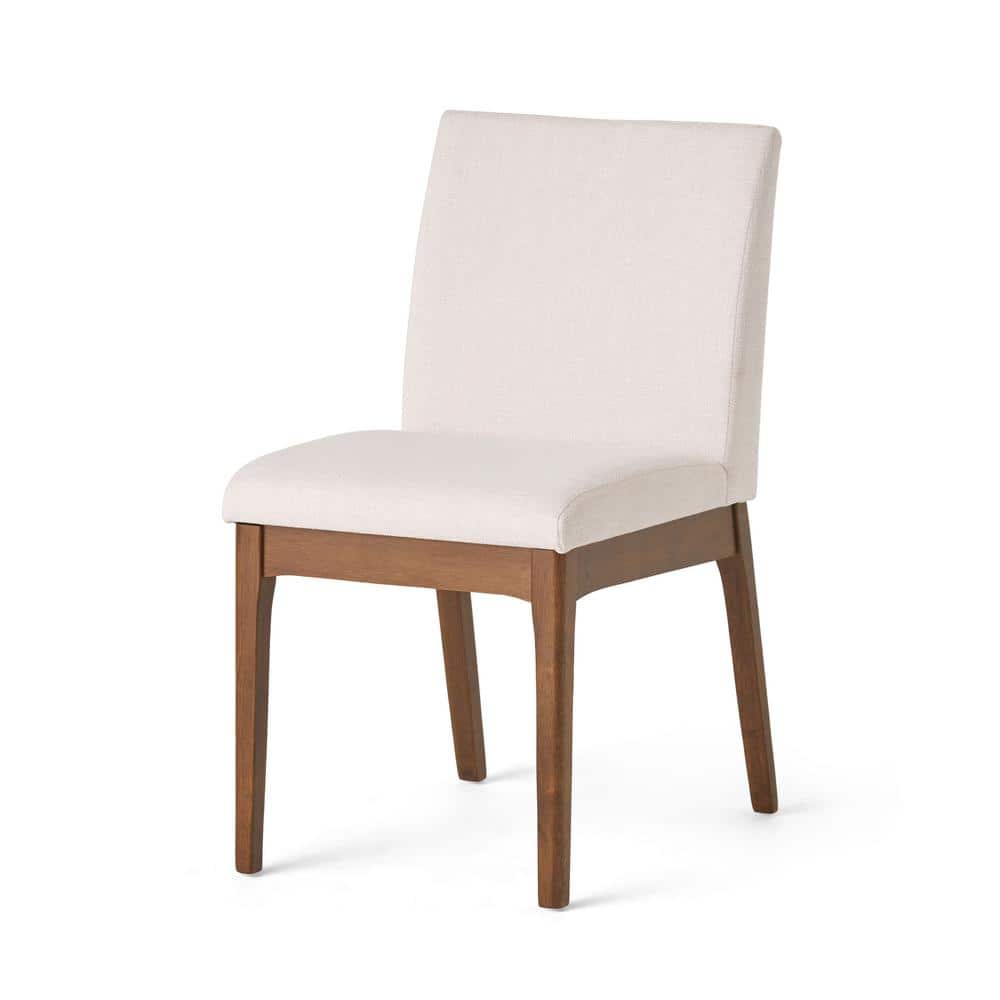 Walnut and Light Beige 7-Piece Mid-Century Modern Dining Set