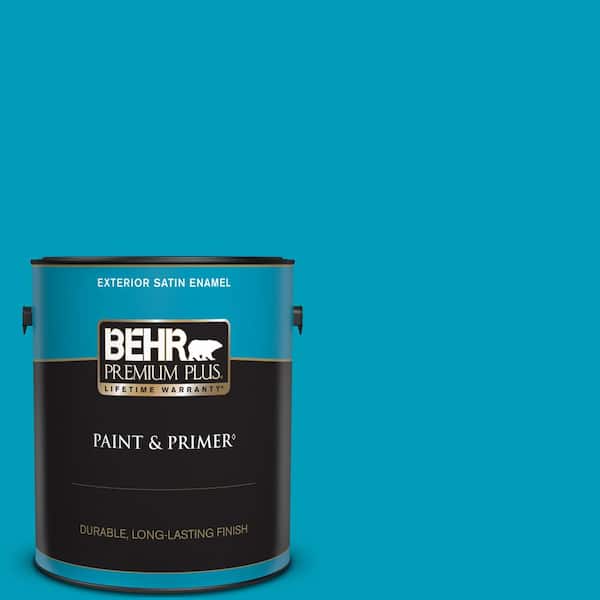 BEHR PREMIUM PLUS 1 gal. #520B-6 Brilliant Sea Satin Enamel Exterior Paint & Primer