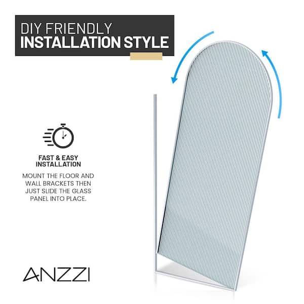 ANZZI Ember Series 34 in. W x 78 in. H Fixed Framed Shower Door in