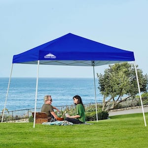 10 ft. W x 10 ft. D Slant Leg Pop-up Canopy Tent Easy 1-Person Setup Instant Outdoor Canopy Folding Shelter in Blue