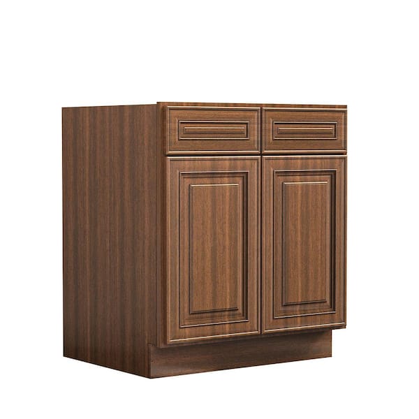 Hausvita 30 in. W x 24 in. D x 34.5 in. H Plywood Ready to Assemble Kitchen Base Cabinet in Cameo Scotch