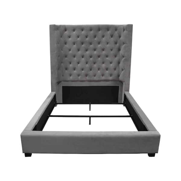 Best Master Furniture Empress 86 in. W Gray King High Profile Platform Bed