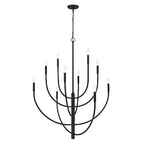 Chandette 42 in. W 10-Light Charcoal Chandelier with No Shades