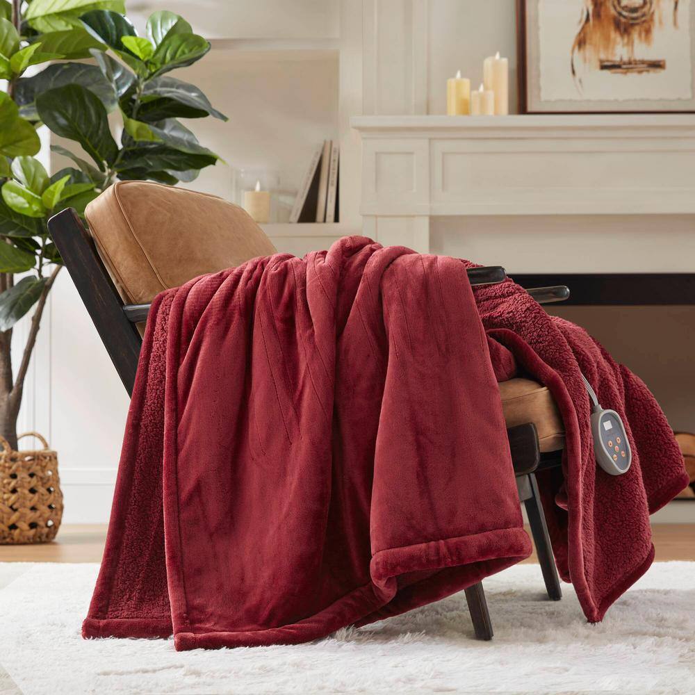 King Garnet Reversible Knitted Electric Blanket with Auto Shutoff