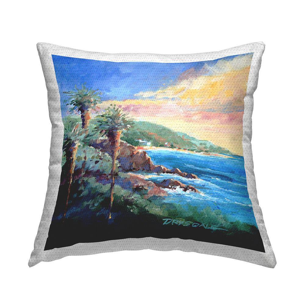 Tropical Summer Palm Trees Blue Square Outdoor Throw Pillow price history on PriceWatchPro