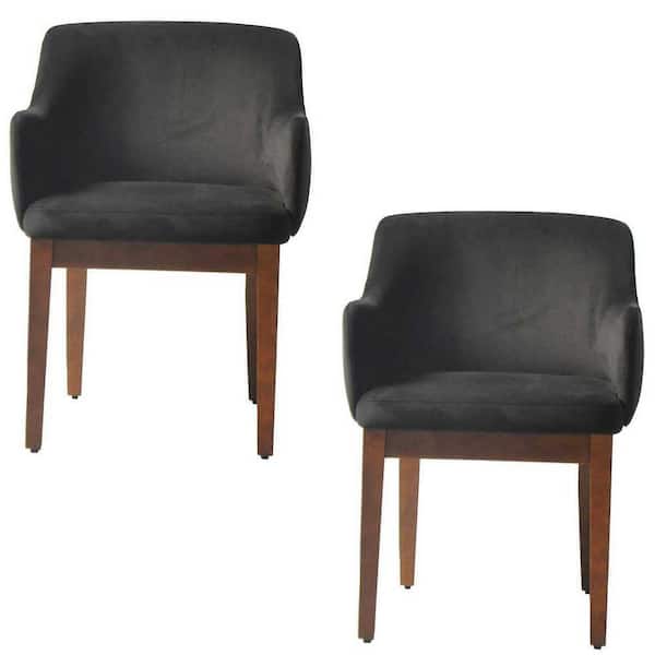 Unbranded Nuts Harmony Black Upholstery Dining Chair with Conic Legs (Set of 2)